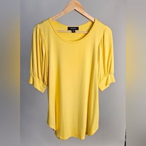 Karen Kane Yellow Puff 3/4 Sleeve Top Size Small